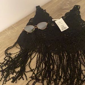 Boho black crop top